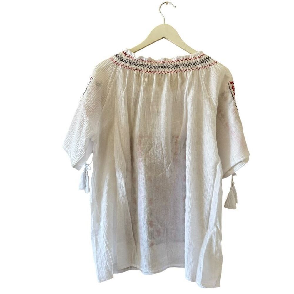 Ouwei White Red Black Embroidered Ethnic Festival Blouse SZ XL #2488 - Picture 11 of 13